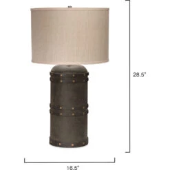 Barrel 29 Inch 150.00 Watt Vintage Leather Table Lamp Portable Light -Home Lighting 1barr tlle 5