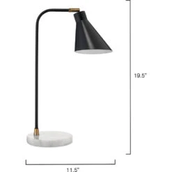 Chronicle 20 Inch 60.00 Watt Black / Antique Brass / White Marble Task Lamp Portable Light -Home Lighting 1chro tlbk 5