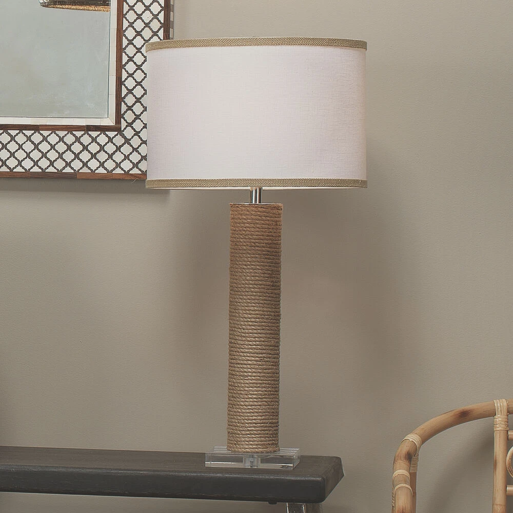 Cylinder Rope 28 Inch 150.00 Watt Jute Table Lamp Portable Light 6 Cylinder Rope 28 Inch 150.00 Watt Jute Table Lamp Portable Light - Image 4