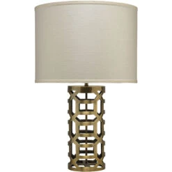 Labyrinth 30 Inch 150.00 Watt Antique Brass Metal Table Lamp Portable Light