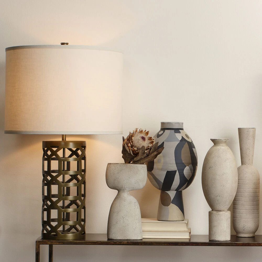 Labyrinth 30 Inch 150.00 Watt Antique Brass Metal Table Lamp Portable Light 4 Labyrinth 30 Inch 150.00 Watt Antique Brass Metal Table Lamp Portable Light - Image 2