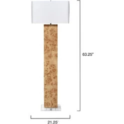 Parallel 63.25 Inch 150 Watt Natural Burl Wood Floor Lamp Portable Light -Home Lighting 1parall flna 2