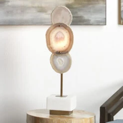 Trinity 25 Inch 40 Watt Pale Lavender Agate & Antique Brass Table Lamp Portable Light -Home Lighting 1trin lglv 17