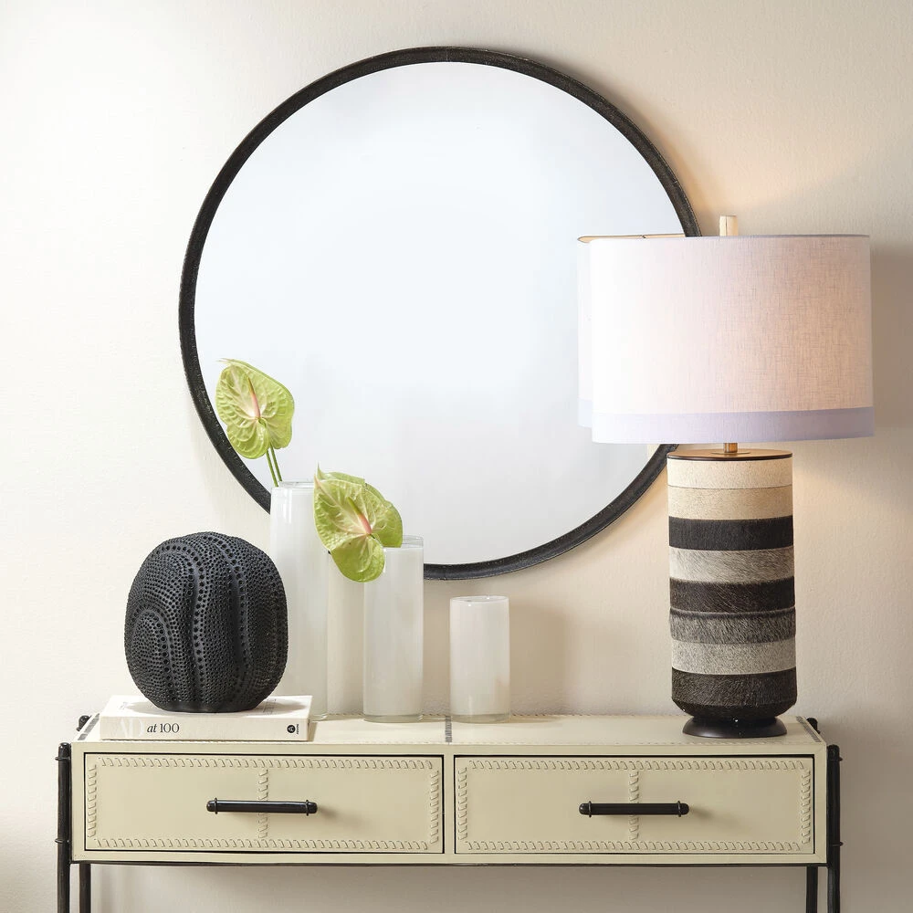 Winslow 33 Inch 150.00 Watt White / Light Grey / Dark Grey Hide Table Lamp Portable Light 4 Winslow 33 Inch 150.00 Watt White / Light Grey / Dark Grey Hide Table Lamp Portable Light - Image 2