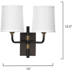 Lawton 2 Light 13 Inch Oil Rubbed Bronze W/ Antique Brass Accents Double Arm Wall Sconce Wall Light -Home Lighting 4lawt dbob 2