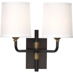 Lawton 2 Light 13 Inch Oil Rubbed Bronze W/ Antique Brass Accents Double Arm Wall Sconce Wall Light -Home Lighting 4lawt dbob 4