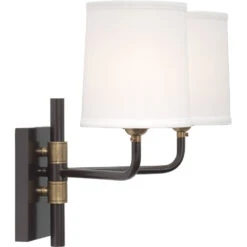 Lawton 2 Light 13 Inch Oil Rubbed Bronze W/ Antique Brass Accents Double Arm Wall Sconce Wall Light -Home Lighting 4lawt dbob 6