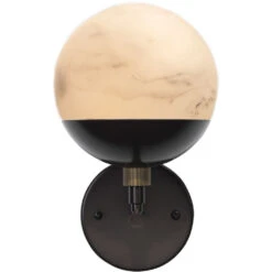 Metro 1 Light 7 Inch Faux White Alabaster And Oil Rubbed Bronze Wall Sconce Wall Light -Home Lighting 4metr scob 4
