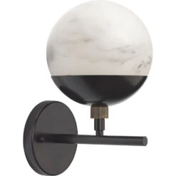 Metro 1 Light 7 Inch Faux White Alabaster And Oil Rubbed Bronze Wall Sconce Wall Light -Home Lighting 4metr scob 5
