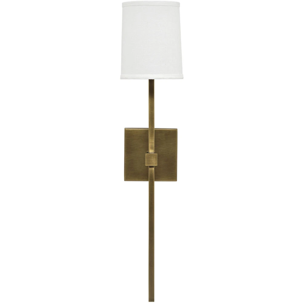 Minerva 1 Light 5 Inch Antique Brass & White Linen Wall Sconce Wall Light 2 Minerva 1 Light 5 Inch Antique Brass & White Linen Wall Sconce Wall Light
