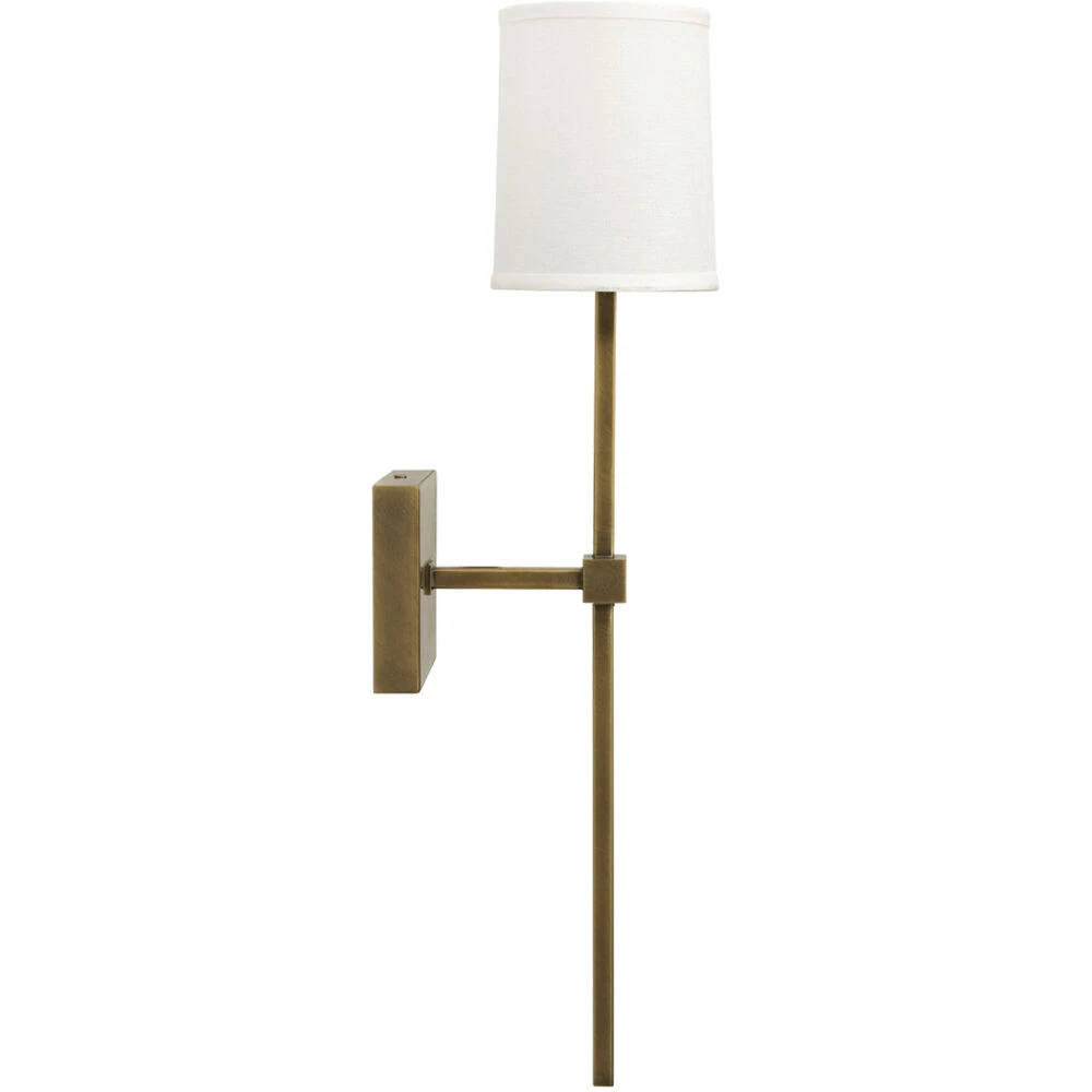 Minerva 1 Light 5 Inch Antique Brass & White Linen Wall Sconce Wall Light 4 Minerva 1 Light 5 Inch Antique Brass & White Linen Wall Sconce Wall Light - Image 3