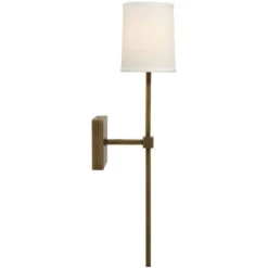 Minerva 1 Light 5 Inch Antique Brass & White Linen Wall Sconce Wall Light 11 Minerva 1 Light 5 Inch Antique Brass & White Linen Wall Sconce Wall Light -Home Lighting 4mine scab 3