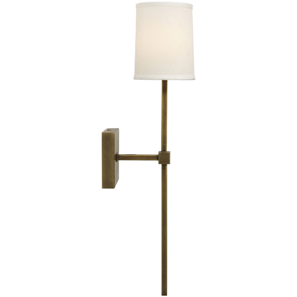 Minerva 1 Light 5 Inch Antique Brass & White Linen Wall Sconce Wall Light 5 Minerva 1 Light 5 Inch Antique Brass & White Linen Wall Sconce Wall Light - Image 4