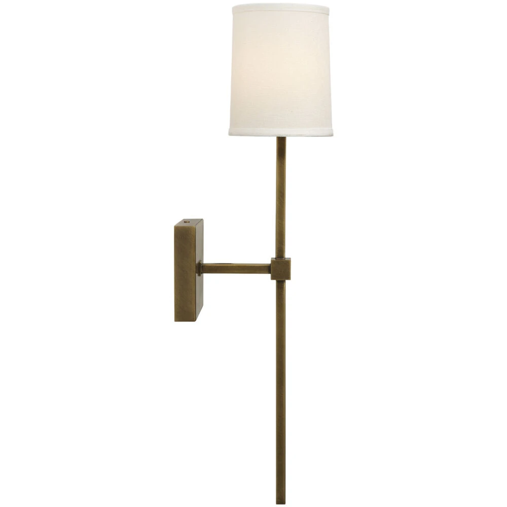 Minerva 1 Light 5 Inch Antique Brass & White Linen Wall Sconce Wall Light 7 Minerva 1 Light 5 Inch Antique Brass & White Linen Wall Sconce Wall Light - Image 6