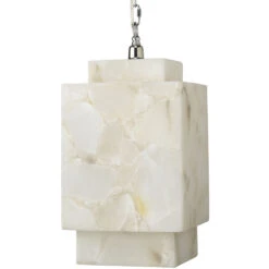 Borealis 1 Light 9 Inch Alabaster Pendant Ceiling Light, Cube -Home Lighting 5borcub pewh 10