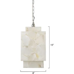 Borealis 1 Light 9 Inch Alabaster Pendant Ceiling Light, Cube -Home Lighting 5borcub pewh 8