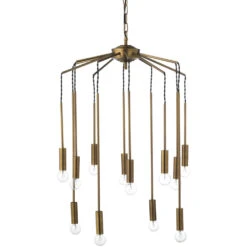 Cascade 12 Light 26 Inch Antique Brass Pendant Ceiling Light