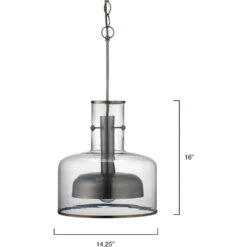 Clyde 1 Light 14 Inch Clear With Gun Metal Pendant Ceiling Light -Home Lighting 5clyd clgm 5