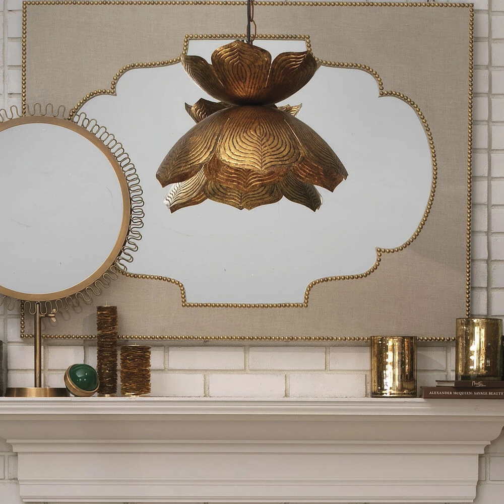 Flowering Lotus 1 Light 20 Inch Antique Gold Pendant Ceiling Light 4 Flowering Lotus 1 Light 20 Inch Antique Gold Pendant Ceiling Light - Image 2