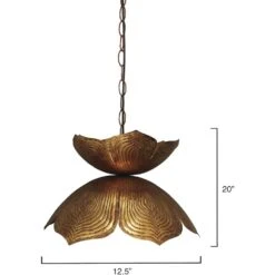 Flowering Lotus 1 Light 20 Inch Antique Gold Pendant Ceiling Light 8 Flowering Lotus 1 Light 20 Inch Antique Gold Pendant Ceiling Light -Home Lighting 5flow lggo 3
