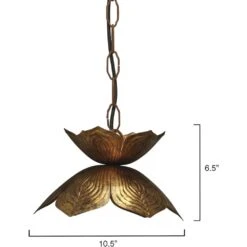 Flowering Lotus 1 Light 11 Inch Antique Gold Pendant Ceiling Light -Home Lighting 5flow smgo 3