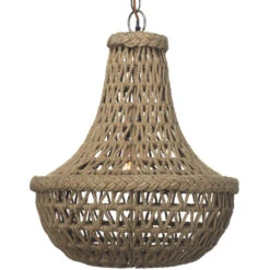 Jute Macrame 1 Light 18 Inch Jute Chandelier Ceiling Light