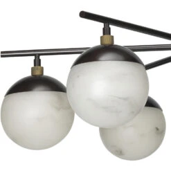 Metro 6 Light 40 Inch Faux White Alabaster And Oil Rubbed Bronze Chandelier Ceiling Light, Antique Brass Accents 8 Metro 6 Light 40 Inch Faux White Alabaster And Oil Rubbed Bronze Chandelier Ceiling Light, Antique Brass Accents -Home Lighting 5metr6 chob 3