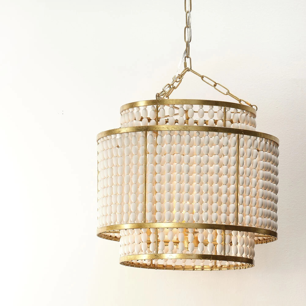 Pacific 6 Light 20 Inch Gold Beaded Chandelier Ceiling Light 4 Pacific 6 Light 20 Inch Gold Beaded Chandelier Ceiling Light - Image 2