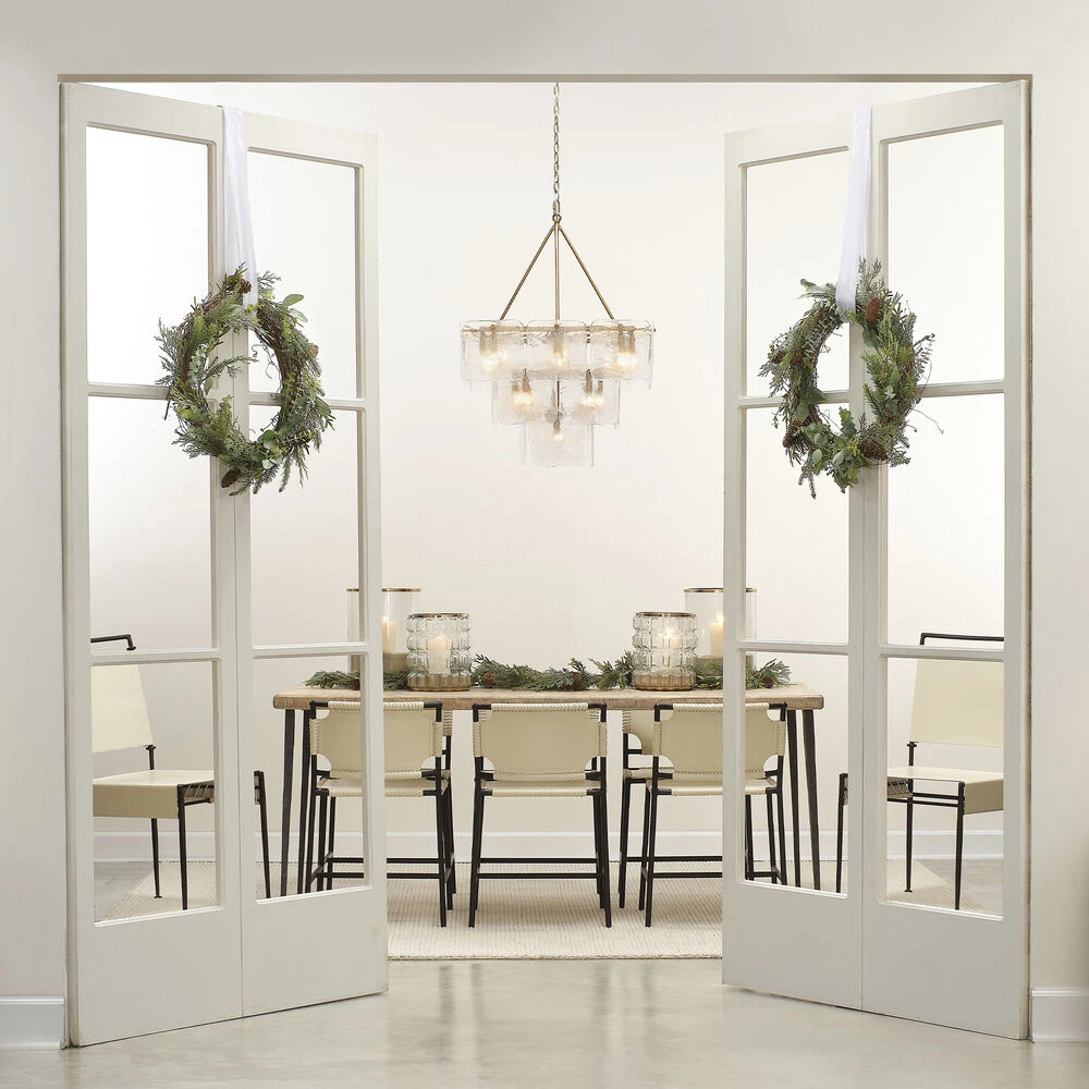 Perignon 24 Light 25 Inch Melted Ice Glass & Antique Brass Three Tier Chandelier Ceiling Light 9 Perignon 24 Light 25 Inch Melted Ice Glass & Antique Brass Three Tier Chandelier Ceiling Light - Image 7