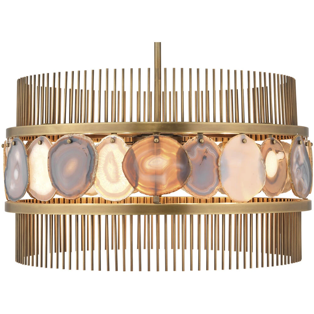 Upsala 8 Light 32 Inch Pale Lavender Agate & Antique Brass Chandelier Ceiling Light 4 Upsala 8 Light 32 Inch Pale Lavender Agate & Antique Brass Chandelier Ceiling Light - Image 2
