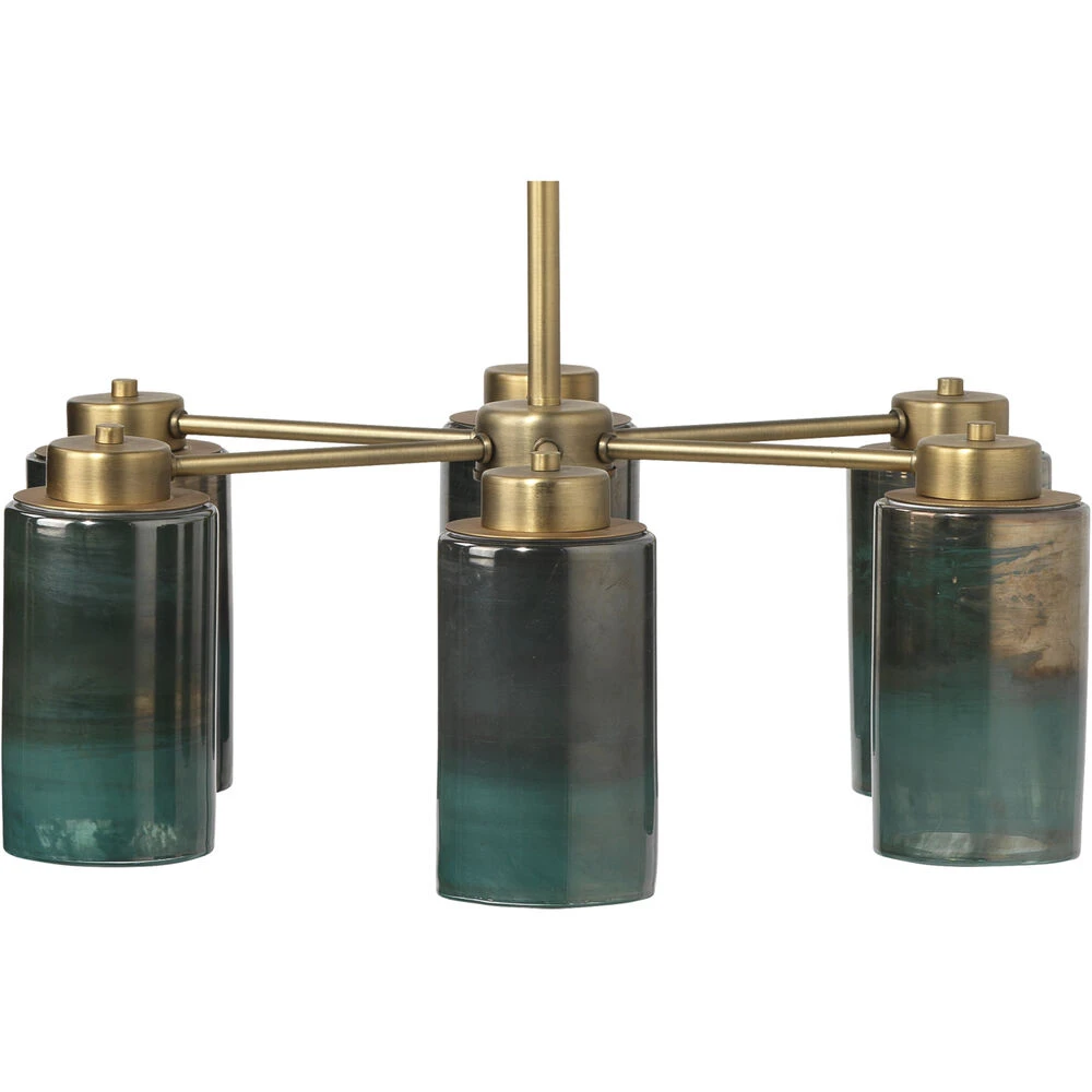 Vapor 6 Light 27 Inch Antique Brass & Vapor Glass Chandelier Ceiling Light 3 Vapor 6 Light 27 Inch Antique Brass & Vapor Glass Chandelier Ceiling Light