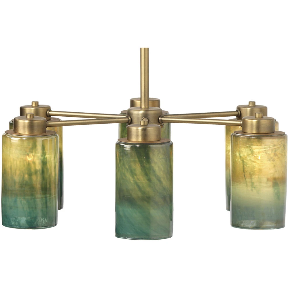 Vapor 6 Light 27 Inch Antique Brass & Vapor Glass Chandelier Ceiling Light 5 Vapor 6 Light 27 Inch Antique Brass & Vapor Glass Chandelier Ceiling Light - Image 3