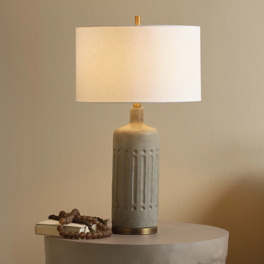 Annex 27 Inch 100.00 Watt Grey & Antique Brass Table Lamp Portable Light 4 Annex 27 Inch 100.00 Watt Grey & Antique Brass Table Lamp Portable Light - Image 2