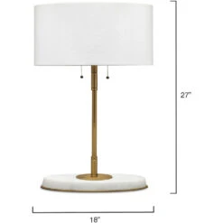 Barcroft 28 Inch 25.00 Watt Antique Brass & White Table Lamp Portable Light 9 Barcroft 28 Inch 25.00 Watt Antique Brass & White Table Lamp Portable Light -Home Lighting 9barcrtlabwh 2