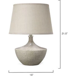 Basketweave 22 Inch 150.00 Watt Off White Table Lamp Portable Light -Home Lighting 9baskwhc255m 5