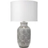 Beatrice 28 Inch 150.00 Watt Grey Patterned Ceramic Table Lamp Portable Light 2 Beatrice 28 Inch 150.00 Watt Grey Patterned Ceramic Table Lamp Portable Light -Home Lighting 9beatgrd131c 1