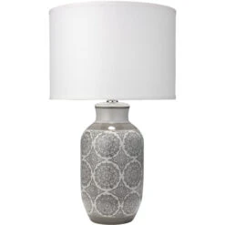 Beatrice 28 Inch 150.00 Watt Grey Patterned Ceramic Table Lamp Portable Light