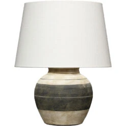Bernard 20 Inch 150 Watt Beige And Dark Grey Table Lamp Portable Light