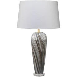 Bridgette 31 Inch 150.00 Watt Grey And Black Swirl Glass Table Lamp Portable Light