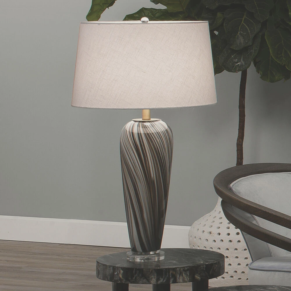 Bridgette 31 Inch 150.00 Watt Grey And Black Swirl Glass Table Lamp Portable Light 4 Bridgette 31 Inch 150.00 Watt Grey And Black Swirl Glass Table Lamp Portable Light - Image 2