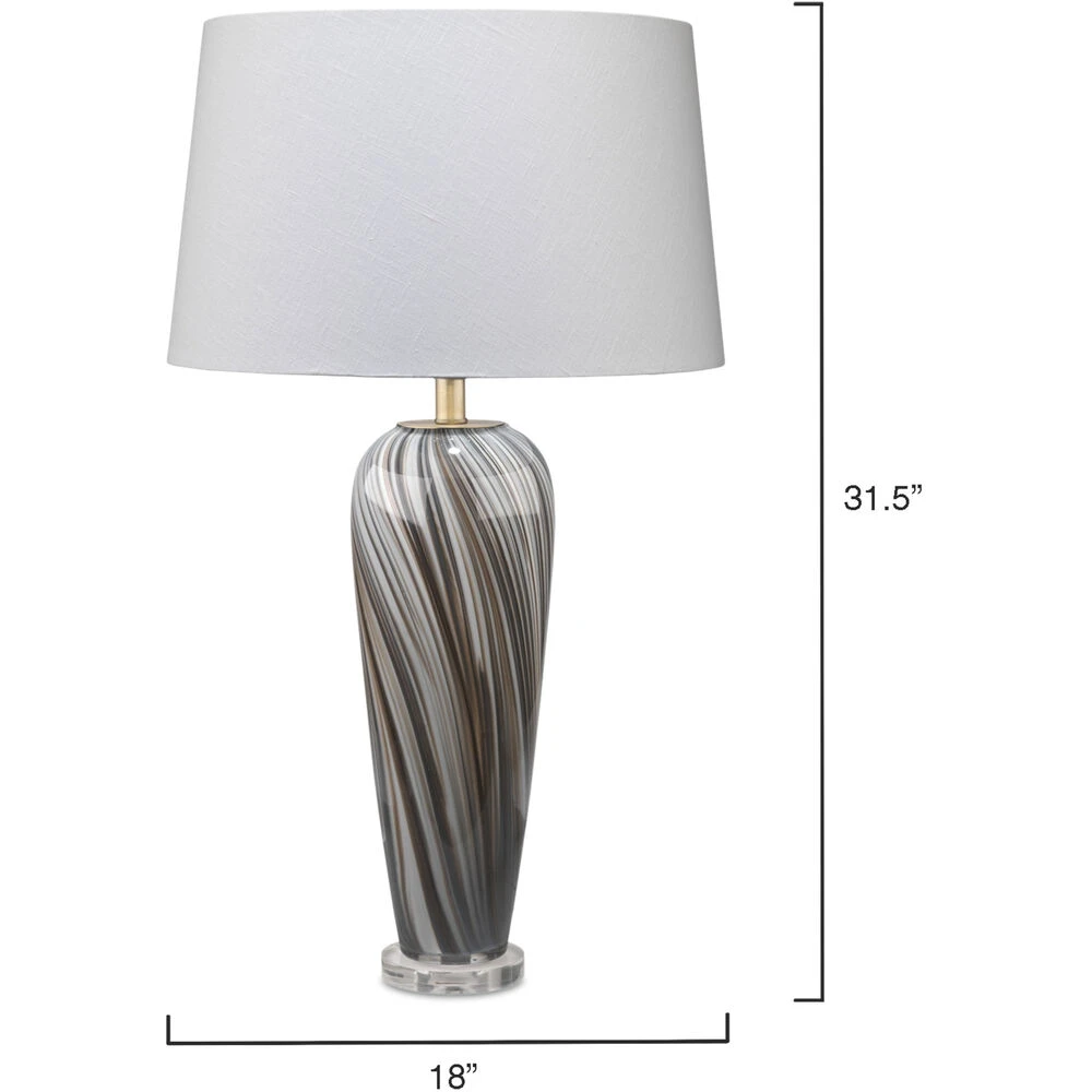 Bridgette 31 Inch 150.00 Watt Grey And Black Swirl Glass Table Lamp Portable Light 5 Bridgette 31 Inch 150.00 Watt Grey And Black Swirl Glass Table Lamp Portable Light - Image 3