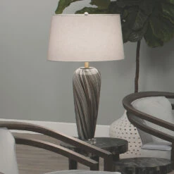 Bridgette 31 Inch 150.00 Watt Grey And Black Swirl Glass Table Lamp Portable Light 11 Bridgette 31 Inch 150.00 Watt Grey And Black Swirl Glass Table Lamp Portable Light -Home Lighting 9bridtlgr 8
