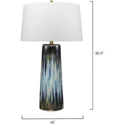 Brushstroke 31 Inch 100.00 Watt Aqua / Dark Blue / Metallic Ombre Reactive Glaze Table Lamp Portable Light -Home Lighting 9brushaqbl 5