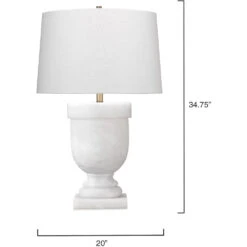 Carnegie 35 Inch 60.00 Watt White Faux Alabaster Table Lamp Portable Light -Home Lighting 9carnegiewh 5