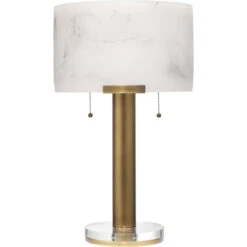 Elancourt 23 Inch 40.00 Watt White & Antique Brass Table Lamp Portable Light