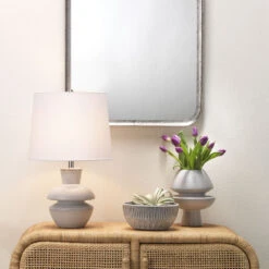 Foundation 22 Inch 100.00 Watt Matte Frosted Grey Ceramic Table Lamp Portable Light -Home Lighting 9foundgrey 3