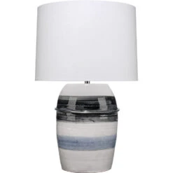 Horizon Striped 32 Inch 150.00 Watt Grey / Black / White Ceramic Table Lamp Portable Light
