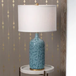 Madeline 26 Inch 150.00 Watt Blue Ceramic Table Lamp Portable Light 7 Madeline 26 Inch 150.00 Watt Blue Ceramic Table Lamp Portable Light -Home Lighting 9madebld131m 8