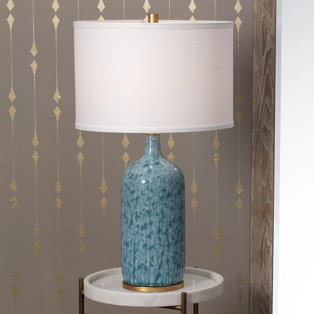 Madeline 26 Inch 150.00 Watt Blue Ceramic Table Lamp Portable Light 4 Madeline 26 Inch 150.00 Watt Blue Ceramic Table Lamp Portable Light - Image 2