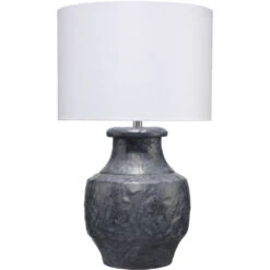 Masonry 27.5 Inch 150.00 Watt Textured Charcoal Plaster Table Lamp Portable Light